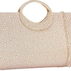 Dexmay Rhinestone Clutch Handbag with Crystal Handle for Wedding Party Elegant C